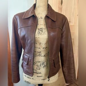 Vintage brown Leather Jacket S soft lambskin you will never want to take it off.